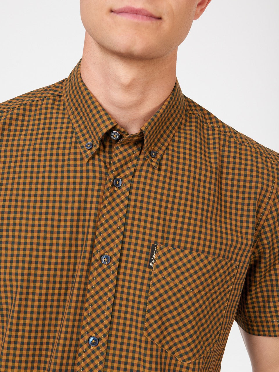 Signature Gingham Short-Sleeve Shirt - Mustard