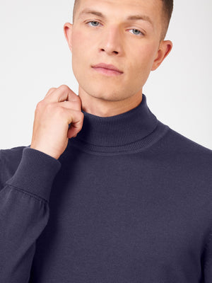 Signature Knitted Roll Neck Sweater - Ink
