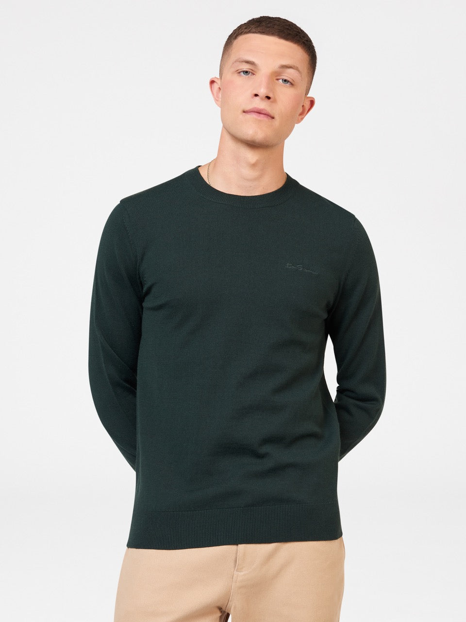 Signature Merino Crewneck Sweater - Dark Green - Ben Sherman