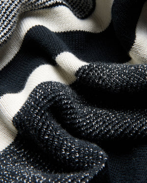 Birdseye Stripe Knit Polo - Black