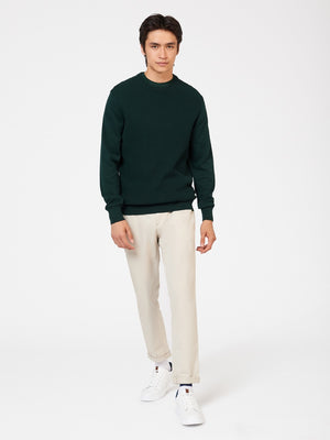 Textured Crewneck Sweater - Dark Green