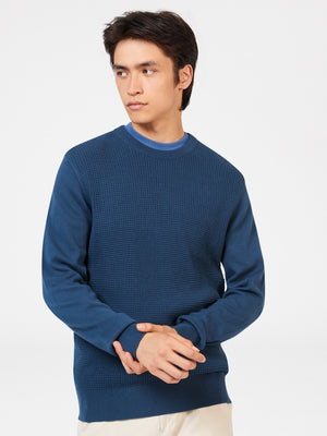 Textured Crewneck Sweater - Indigo
