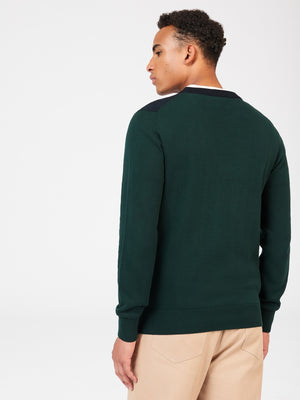Chest Stripe Crewneck Sweater - Green
