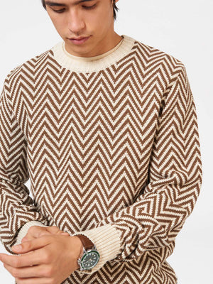 Chevron Jacquard Crewneck Sweater