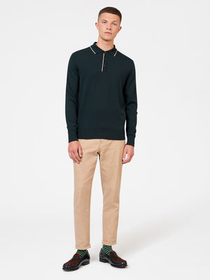 Tipped Merino Knit Sweater Polo