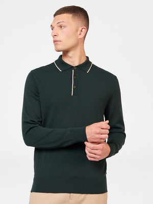Tipped Merino Knit Sweater Polo