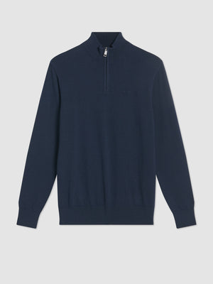 Merino Knit Half-Zip Sweater - Dark Navy