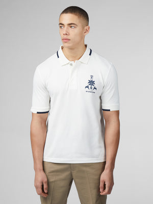 B by Ben Sherman Sports Club Embroidered Polo - Snow White