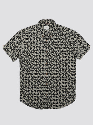 Linear Print Shirt - Black