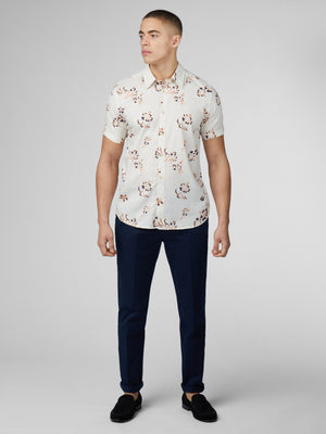 Signature Linear Floral Print Shirt - Ivory