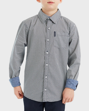 Boys Print Button-Down Shirt (Sizes 4-7)