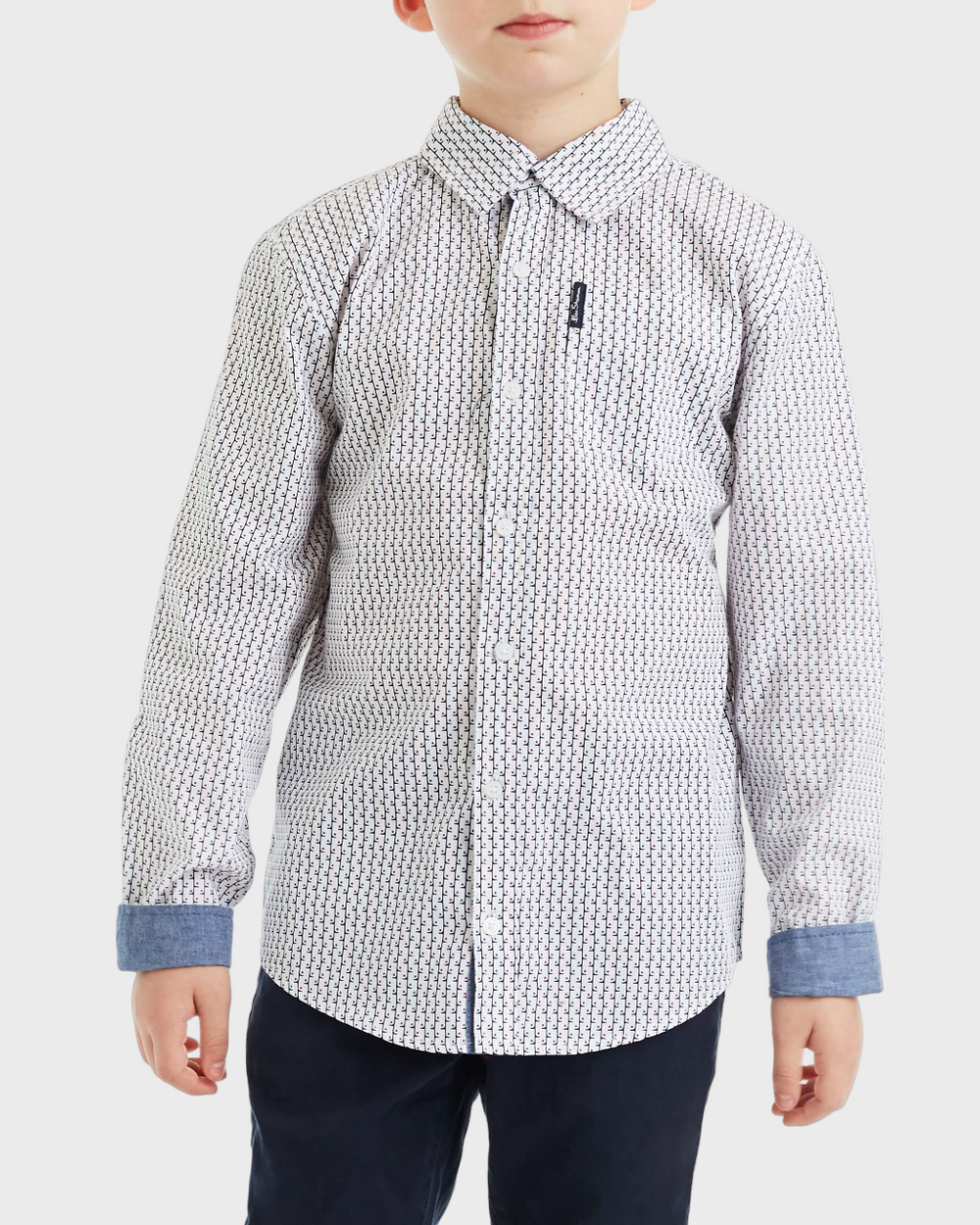 Boys Dot Print Button-Down Shirt (Sizes 4-7)
