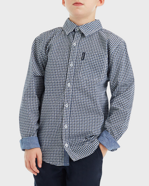 Boys Circle Print Button-Down Shirt (Sizes 4-7)