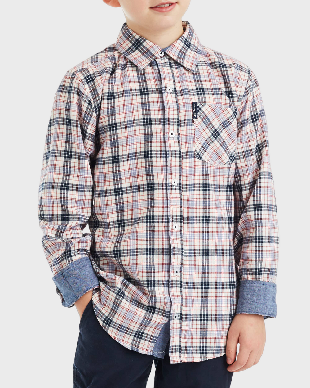 Boys Plaid Button-Down Shirt (Sizes 8-18)