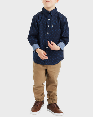Boys Button-Down Shirt & Pant Set (Sizes 4-7)