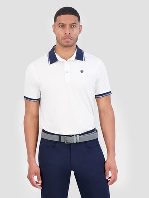 Checker Rib Air Pique Sports Fit Polo - White