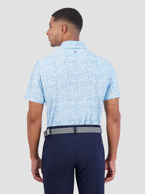 Radio Stack Tech Jersey Sports Fit Polo - Light Blue