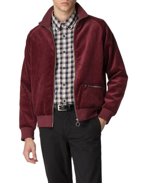 Cord/Faux Suede Track Jacket - Burgundy