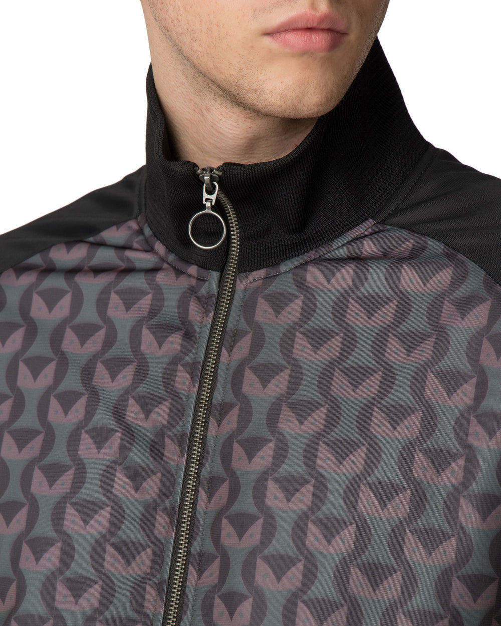 Printed Owl Track Jacket - Black
