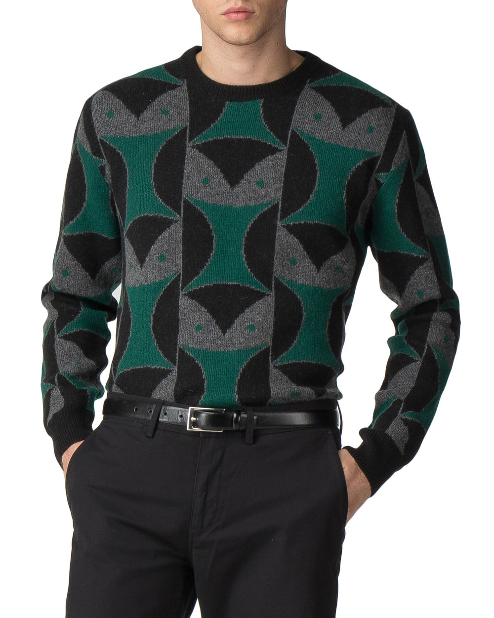 Owl Jacquard Sweater - Black