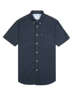 Short-Sleeve Gingham Shirt - Blue Grey