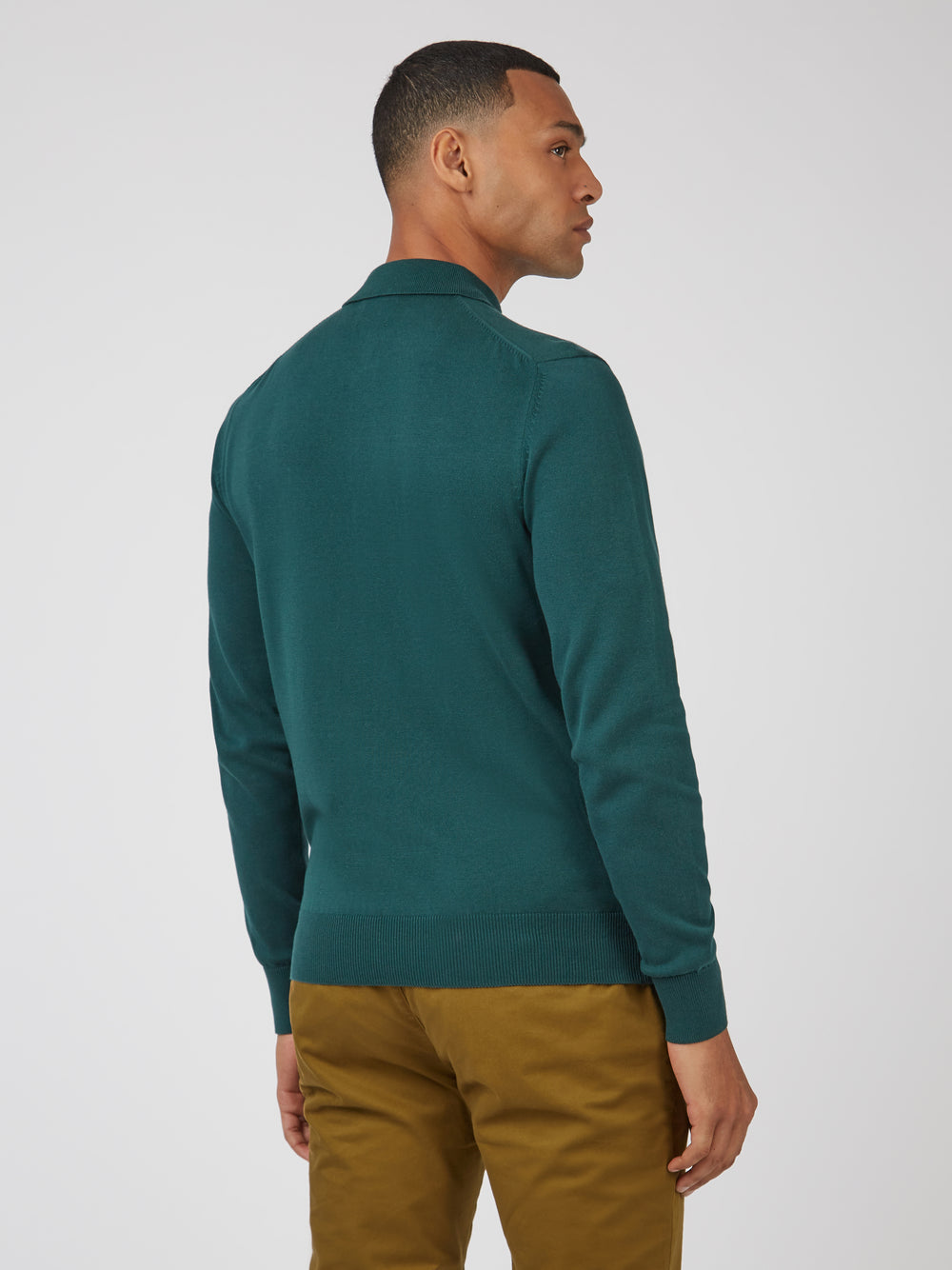 Signature Long-Sleeve Knit Polo - Ocean Green
