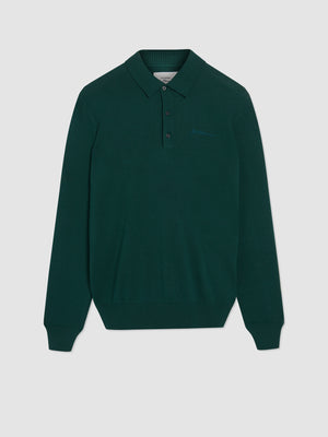Signature Long-Sleeve Knit Polo - Ocean Green