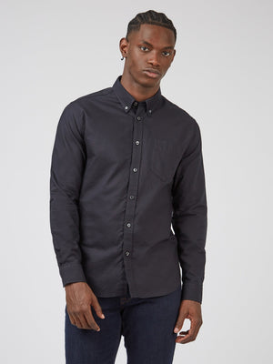 Signature Organic Long-Sleeve Oxford Shirt - Barely Black