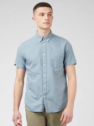 Signature Organic Short-Sleeve Oxford Shirt - Blue Shadow