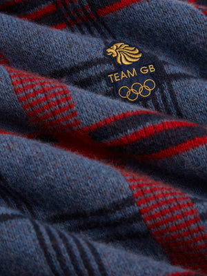 Team GB, Ben Sherman sweater, Men's knitwear, Official 2022 Winter Olympics, Limited Edition Great Britain sweater, Beijing, House check, navy, wool fabric