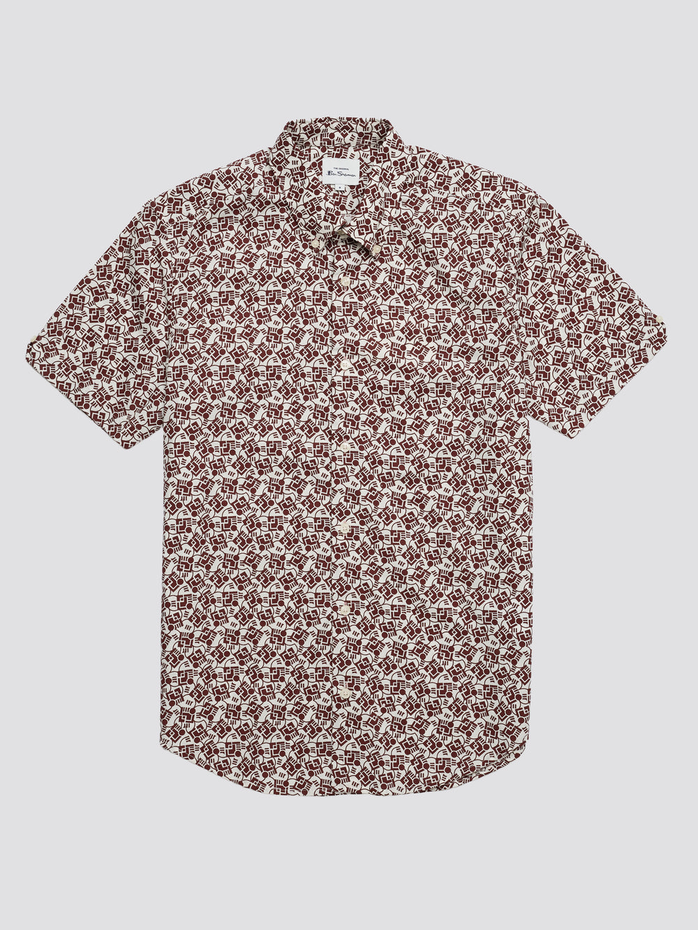Chequerboard Claret Geo Print Short Sleeve Shirt