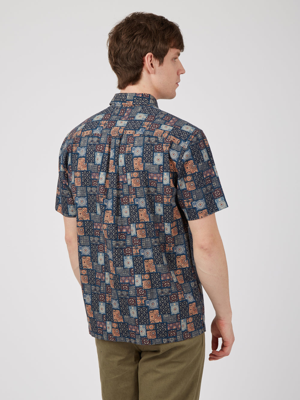 Geo Eastern Tile Print Short-Sleeve Shirt