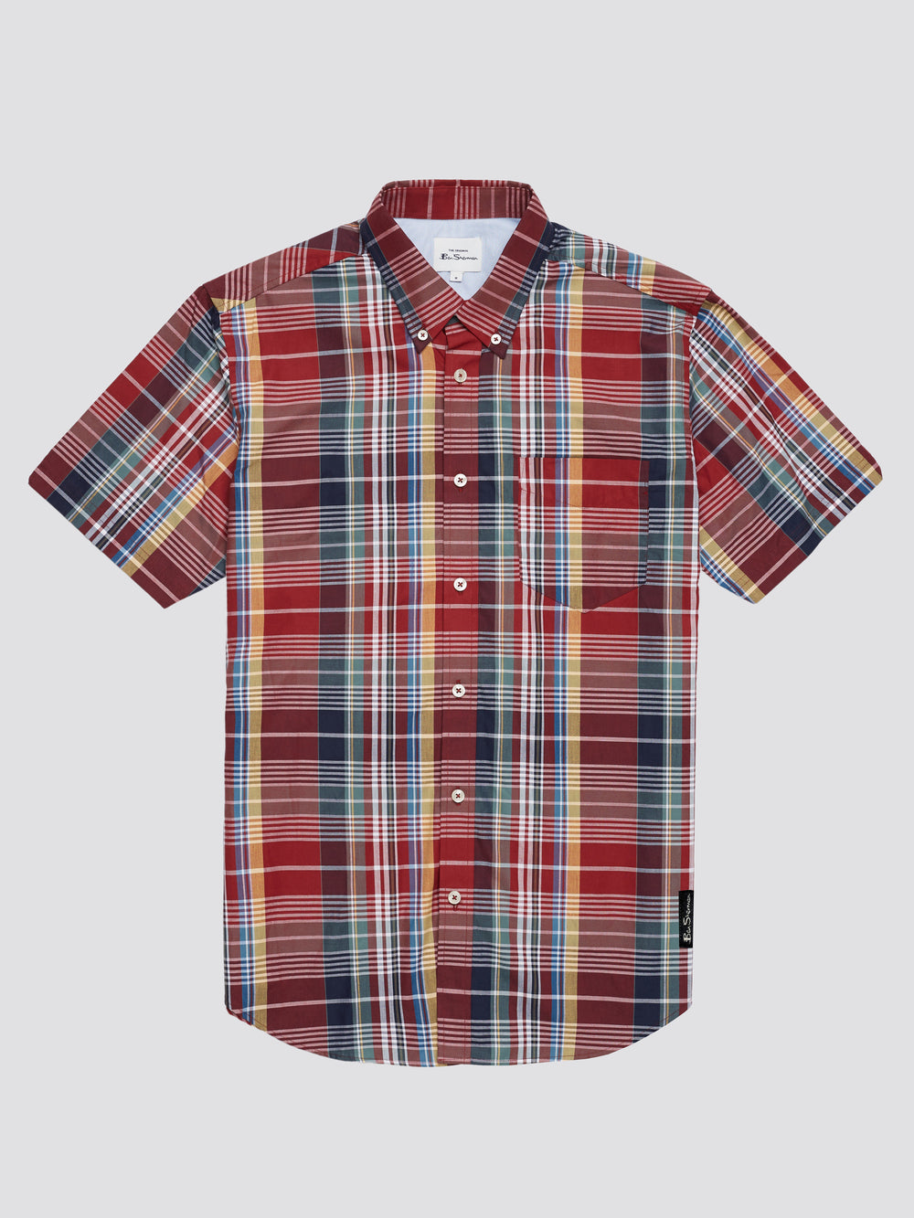 Large Madras Check Short-Sleeve Shirt - Red - Ben Sherman