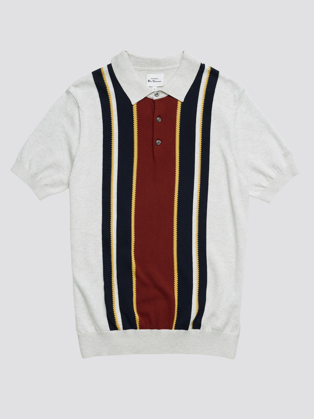 Iconic Vertical Textured Stripe Mod Knit Polo - Ivory