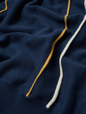 Minimal Mod Knit Striped Polo - Blue Denim