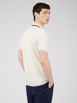Textured Lightweight Knit Polo - Ivory