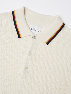 Textured Lightweight Knit Polo - Ivory