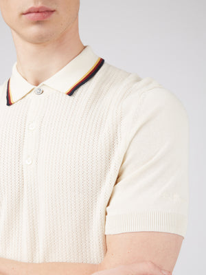 Textured Lightweight Knit Polo - Ivory - Ben Sherman