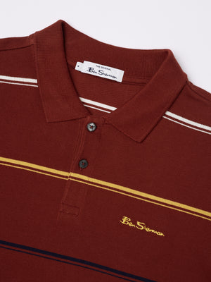 Fine Stripe Jersey Polo - Claret