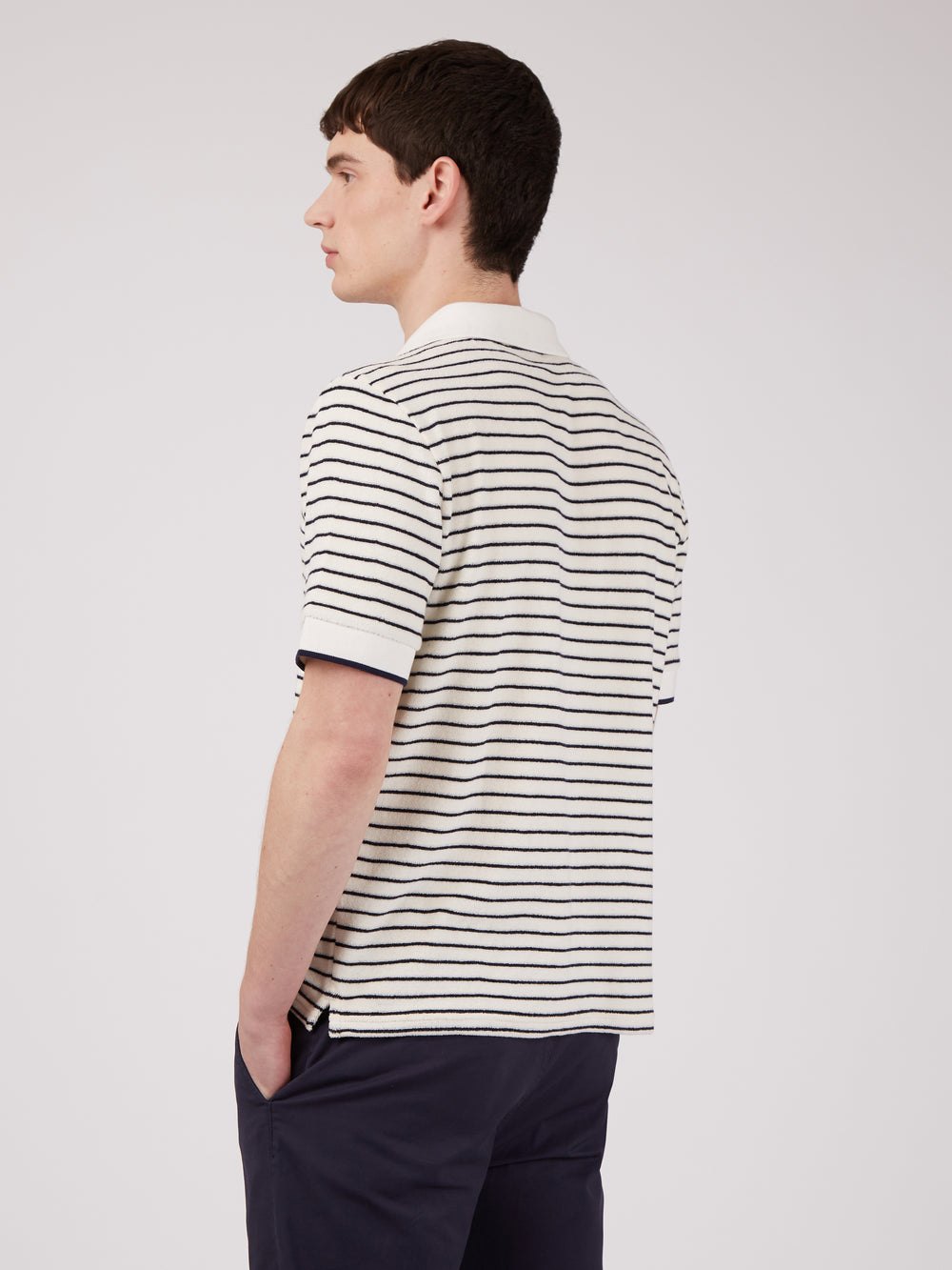 B by Ben Sherman Striped Toweling-Texture Polo