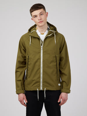 Waxed Cotton Hooded Zip-Through Rain Jacket