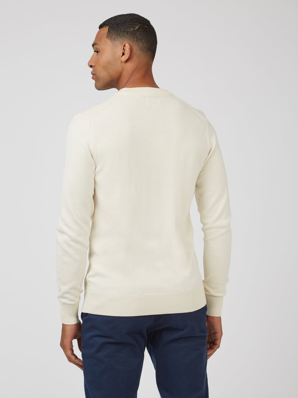 Textured Knit Crewneck Sweater - Ivory