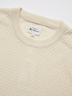 Textured Knit Crewneck Sweater - Ivory