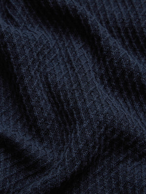 Textured Knit Crewneck Sweater - Navy