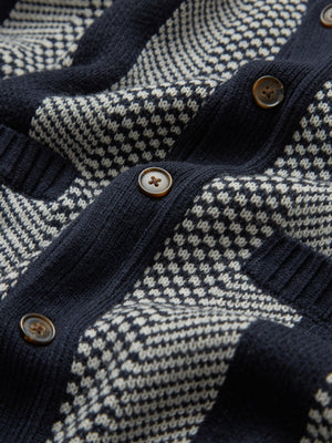 Chunky Knit Jacquard Stripe Cardigan