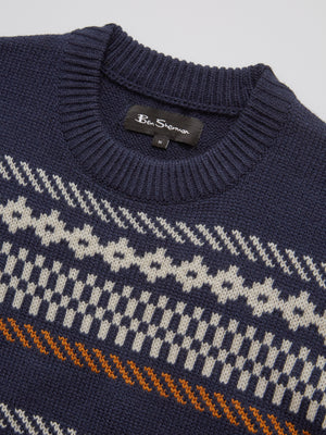 B by Ben Sherman Fair Isle Chunky Knit Sweater