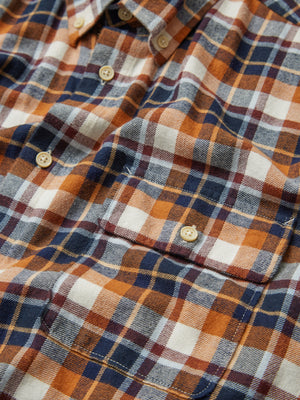 Brushed Plaid Check Long-Sleeve Shirt - Dark Orange