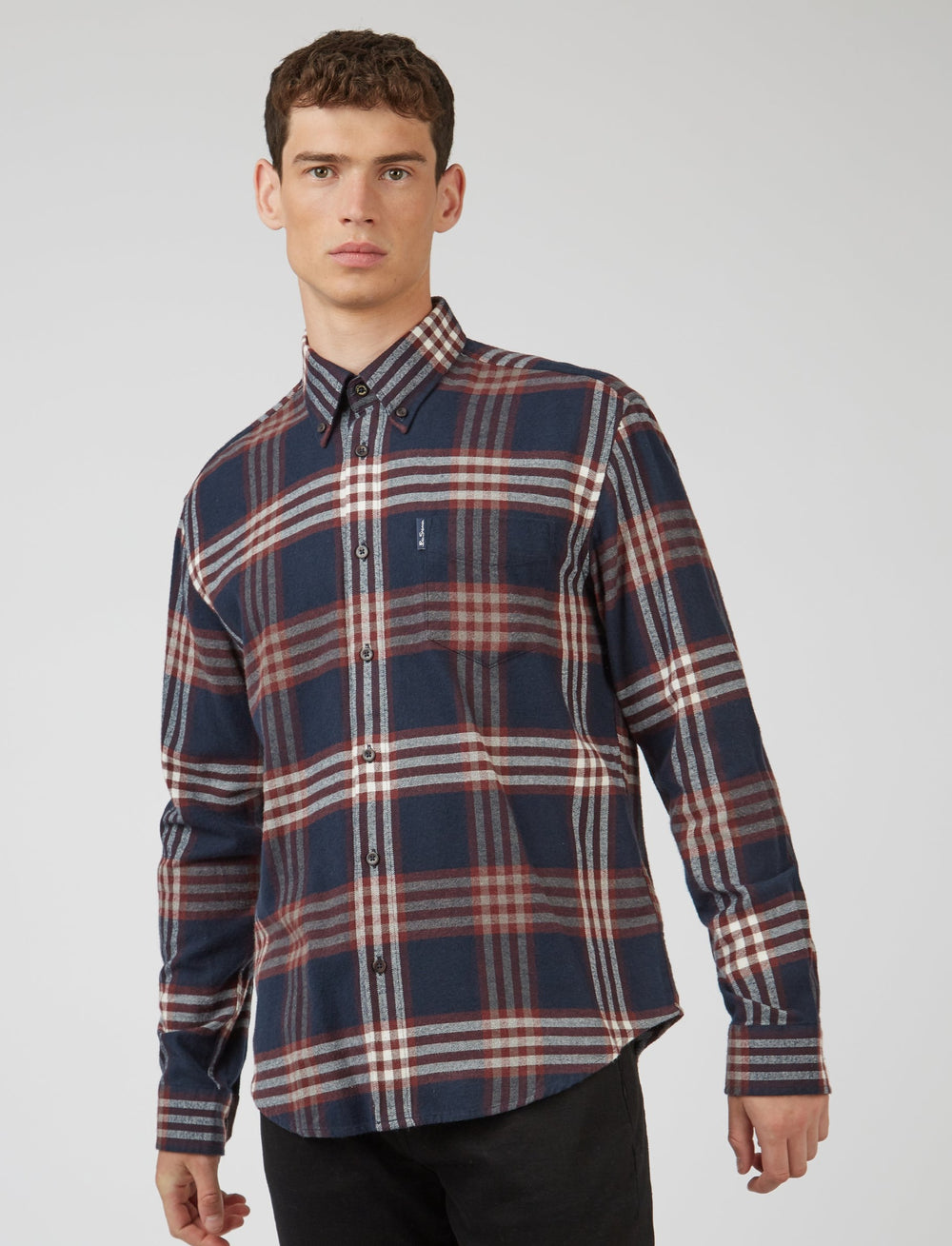 Oversized Brushed Check Long-Sleeve Shirt