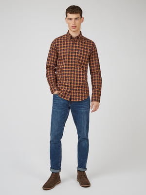 Fractured Gingham Check Long-Sleeve Shirt