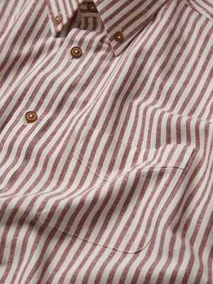 Oxford Stripe Long-Sleeve Shirt - Wine